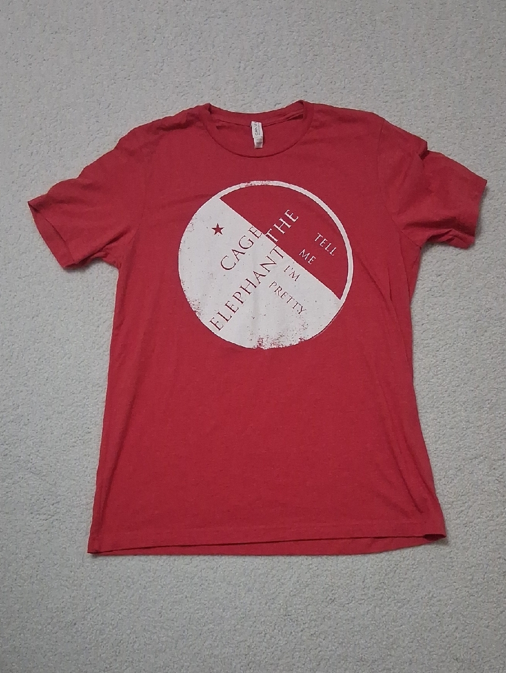 Cage The Elephant Tell Me I'm Pretty Red And White Graphic Tee.
